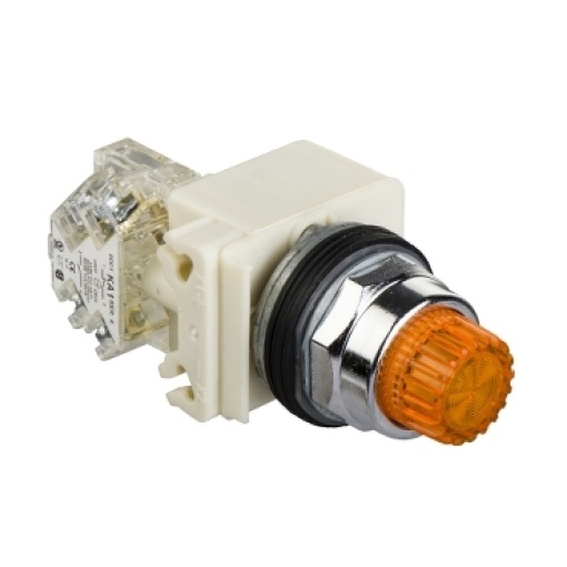 Botão de pressão iluminado amarelo ø 30  mola  24 v  1 oc