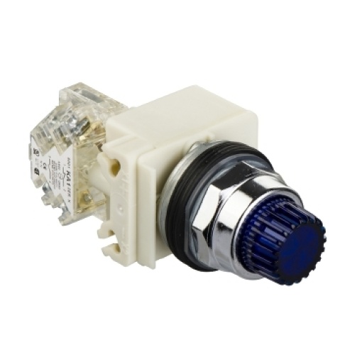 Botão de pressão iluminado azul ø 30  mola  24 v  1 oc