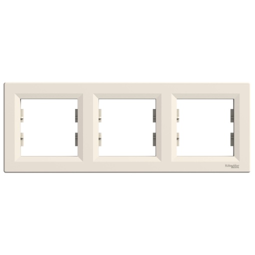Asfora - quadro horizontal de 3 tomadas - creme