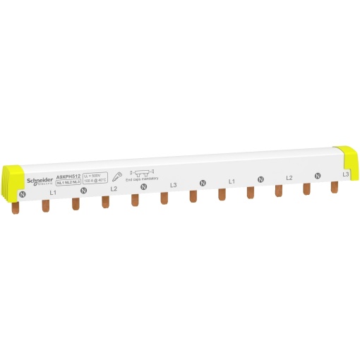Acti9 - pente de ligação - 3LN equilibrada - passo de 18 mm - 12 módulos - 100 A