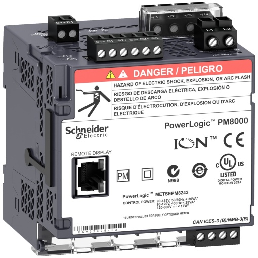 PowerLogic PM8000, Advanced,  transdutor sem visor, 512MB, 512sc, LVDC, Classe A