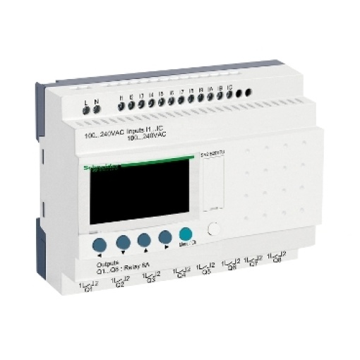 Relé inteligente compacto zelio logic - 20 e s  100..240 v ca  relógio - ecrã