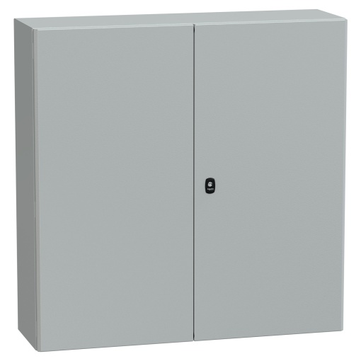 Spacial S3D dbl plain door with mount.plate. H1000xW1000xD300 IP55 IK10 RAL7035.