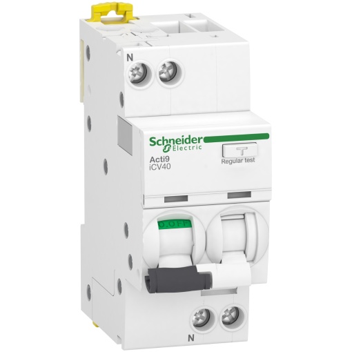 Disjuntor diferencial com proteção contra sobrecorrente RCBO, Acti9 iCV40, 1PN, 20 A, curva C, 4500 A, tipo CA, 300 mA