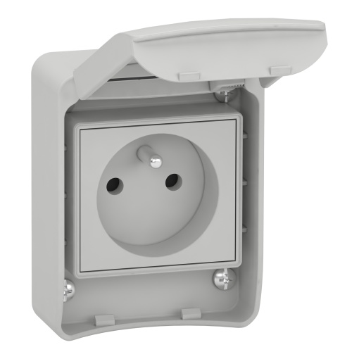 PratiKa socket - grey - 2P  E - 1016 A - 250 V - French - IP65 - surface