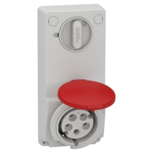 Unika interlocked socket - 32 A - 3P  N  E - 380...415 V AC - IP44 - panel