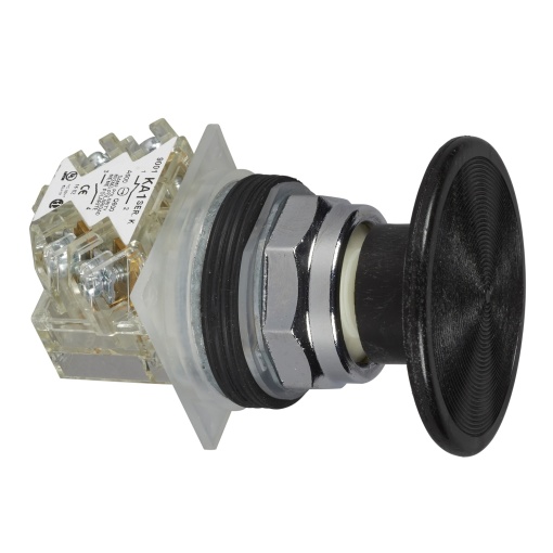Botão pressão ø 30  aro metálico  cabeça de cogumelo ø 57 mm - preto - 1 co