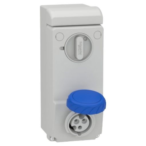 Unika interlocked socket - 16 A - 2P  E - 200...250 V AC - IP65 - wall