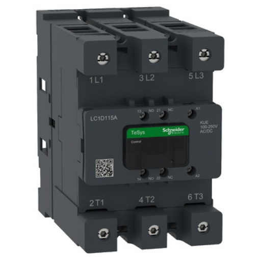 Contator, Tesys Deca Advanced, 3P 3NO, AC-3AC-3e, 440 V, 115 A, bobina de 100-250 V CACC, Everlink