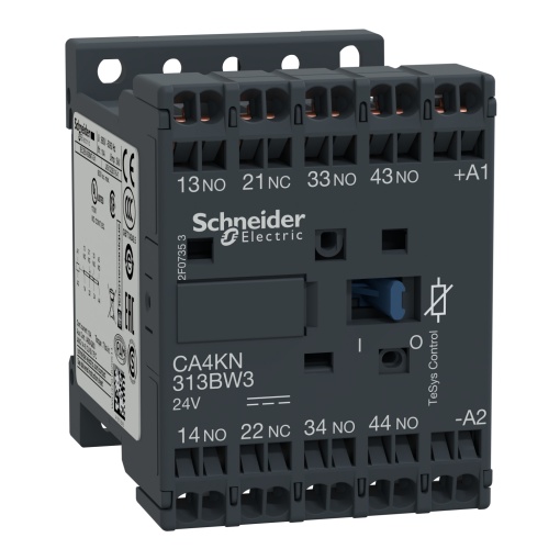 Contactor auxiliar TeSys CA4K - 3NANF 24VCC baixo consumo com terminais de mola