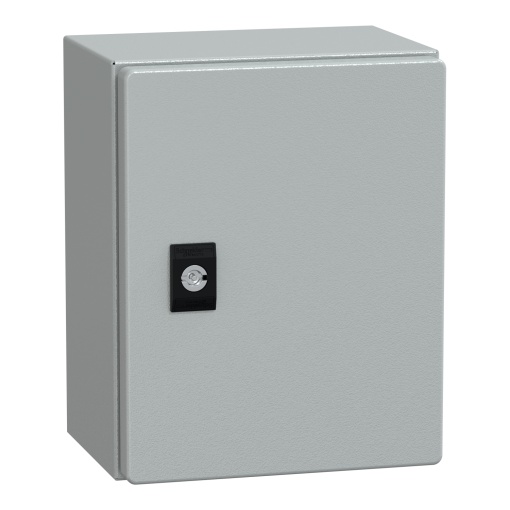 Porta lisa CRN Spacial com placa de montagem. H250xW200xD150 IP66 IK10 RAL7035.
