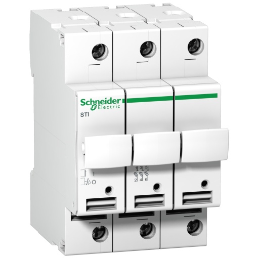 Seccionador de fusíveis Acti 9 STI - 3 pólos - 25 A - fusíveis 10.3 x 38 mm