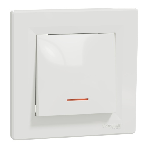 Asfora - Interruptor de 1 polo - 10 A, sem parafusos, com luz indicadora, branco