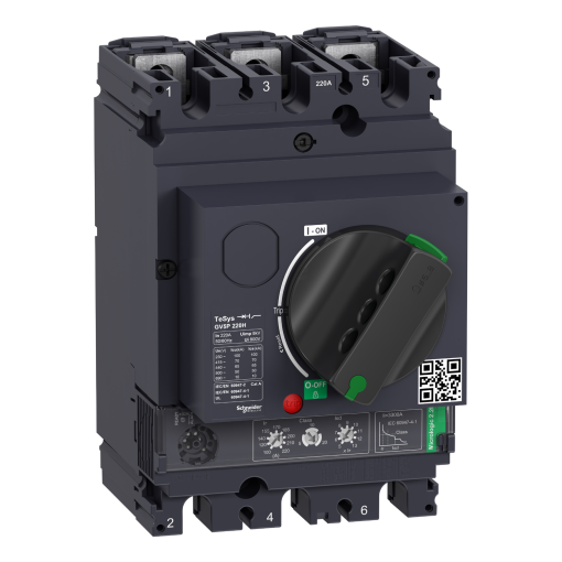 Disjuntor para motores, TeSys GV5, 3 polos, 220 A, Icu 70 kA, termomagnético