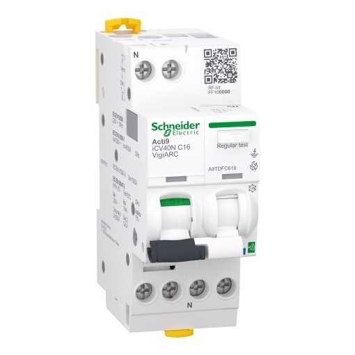 Disjuntor diferencial com arco eléctrico Acti9 iCV40N VigiARC, 1PN, 16A, C 30mA, A-SI, 10kA, ZB
