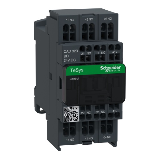 Contactor auxiliar TeSys CAD323 - 3NA2NF 24VCC com terminais de mola C ANTIPAR