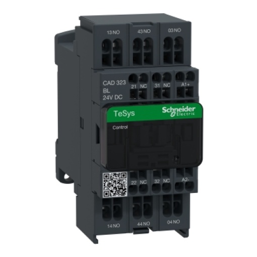 Contactor auxiliar TeSys CAD323 - 3NA2NF 24VCC bx consumo com terminais de mola