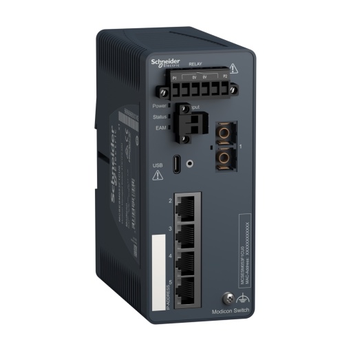 Modicon Managed Switch - 4 portos para cobre  1 port para fibra óptica multimodo