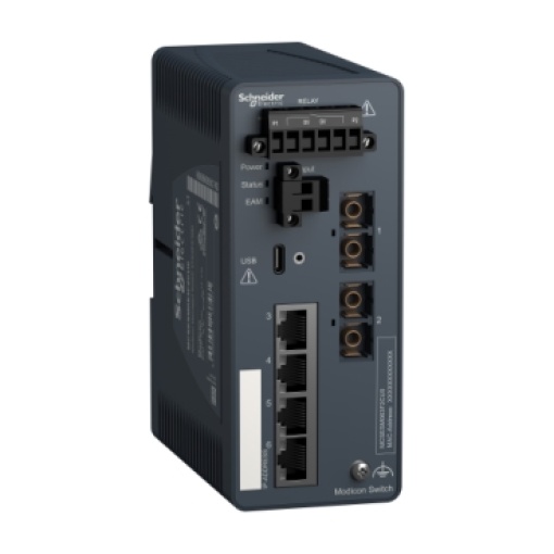 Modicon Managed Switch - 4 portos para cobre  2 ports para fibra óptica multimodo