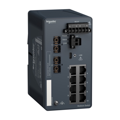Modicon Managed Switch - 8 portos para cobre  2 ports para fibra óptica multimodo