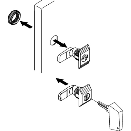 Complete manual handle lock operated with key 220 2 for Spacial CRN enclosure