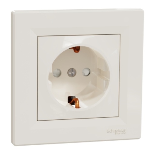 Asfora - Tomada 2PT com obturadores - 16A - Creme