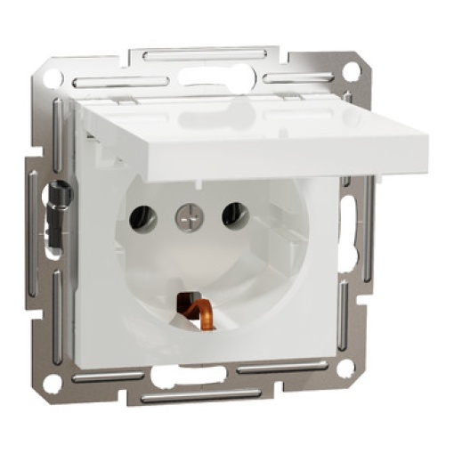 Asfora - tomada com terra e tampa de 16 A, branco