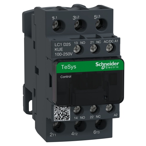 TeSys D contactor 3P 25A AC-3 up to 440V coil 100-250V ACDC