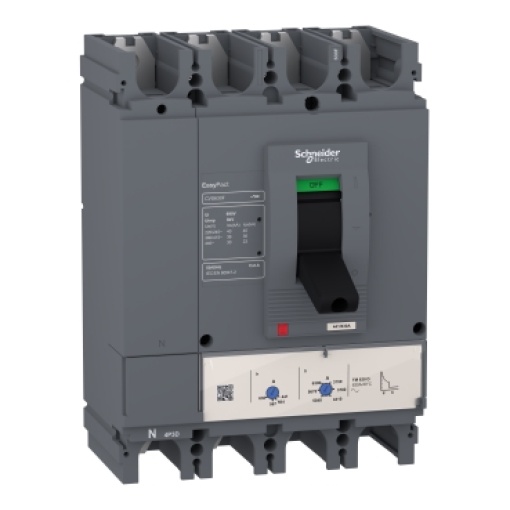 Disjuntor, Easypact CVS630F, 36kA a 415VAC, 500A, unidade de disparo TM-D, 4P4d