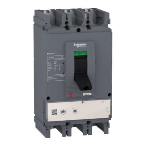 circuit breaker EasyPact CVS400N, 50 kA at 415 VAC, 400 A rating ETS 2.3 electronic trip unit, 3P 3d