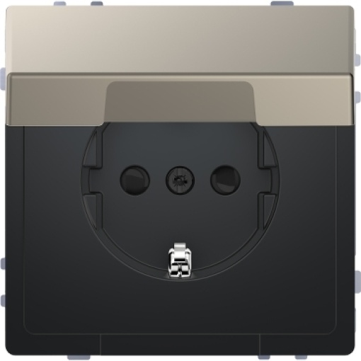 D-Life - Tomada 2PT com obturadores e tampa - 16A - Metal níquel