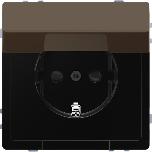 D-Life - Tomada 2PT com obturadores e tampa - 16A - Metal mocca
