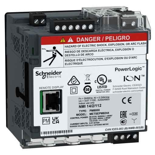 PowerLogic PM8000 - Central de medida PM8244 central de montagem em calha DIN  visor remoto