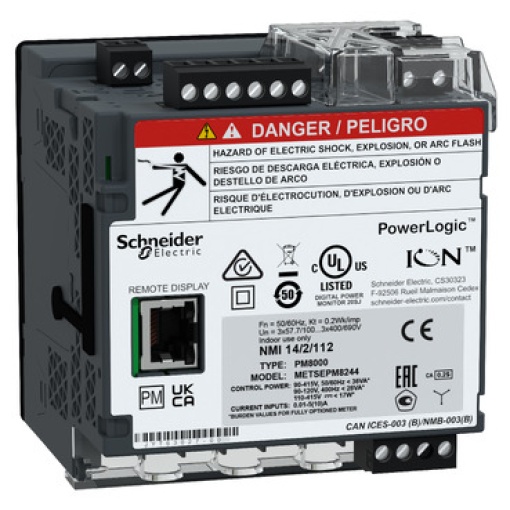 PowerLogic PM8000 - Central de medida PM8244 central de montagem em calha DIN  visor remoto