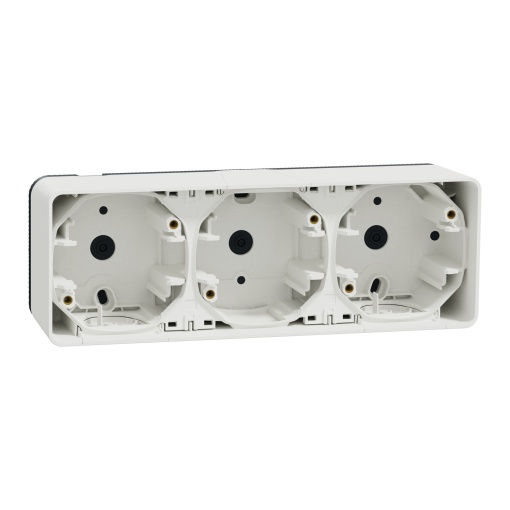 Caixa de superfície horizontal 3 elem., Mureva Styl, IP55, Branco