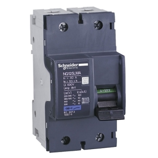 Miniature circuit-breaker, Acti9 NG125LMA, 2P, 25 A, MA curve, 50 kA IEC 60947-2