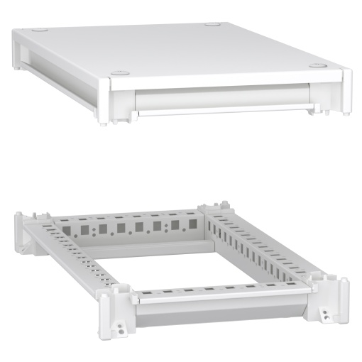 Estrutura inferior e superior, PrismaSeT HD, para invólucro elétrico W300 D500mm, cobertura incluída, RAL9003