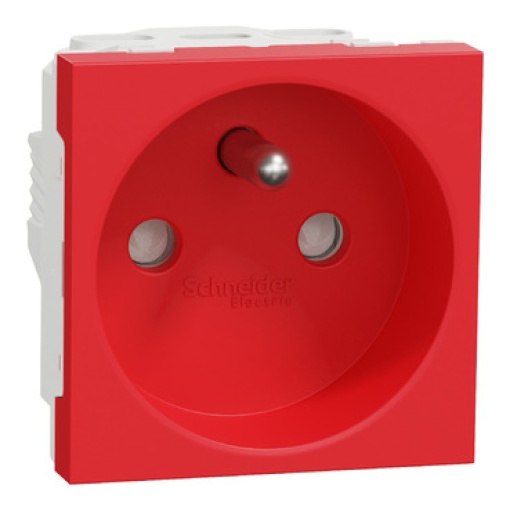 New Unica - 1 French socket-outlet - 2PE  shutters - 16A 250V - IP21 D - red