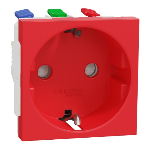 Nova Unica - Tomada 2PT com obturadores - 16A - Vermelho