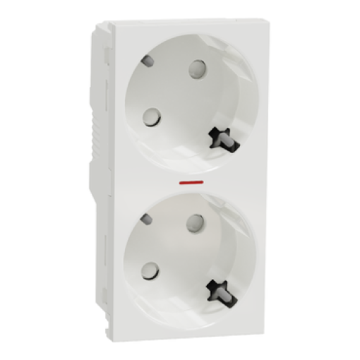 Nova Unica  - Tomada 2x2PT com obturadores e luz ind. - 16A - Branco