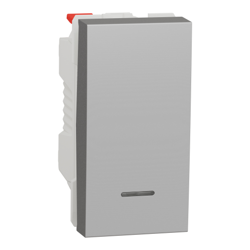 Nova Unica - Botão de pressão 1 mód. - luminoso - 10A - Alumínio