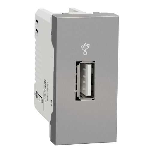 Nova Unica - Tomada dados USB 1 mód. tipo 2.0 - 1A - Alumínio