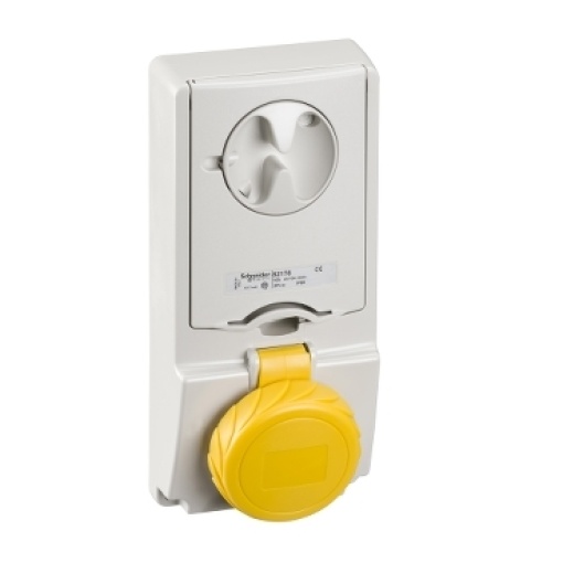 Unika interlocked socket - 16 A - 2P  E - 100...130 V AC - IP65 - panel