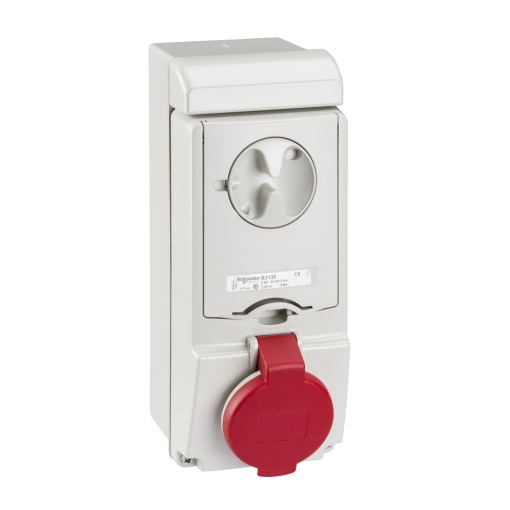 Unika interlocked socket - 16 A - 3P  N  E - 380...415 V AC - IP44 - wall