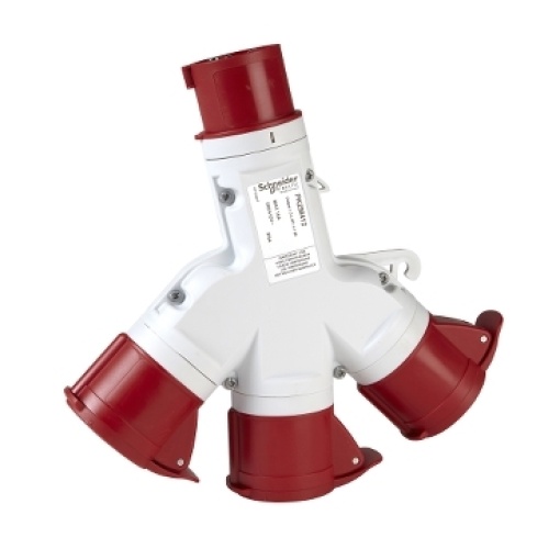 PratiKa multiple adapter - 3 industrial sockets - 16 A - 2PE - 380V AC - IP67