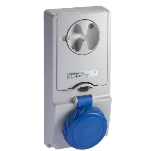 Unika interlocked socket - 16 A - 3P  N  E - 200...250 V AC - IP65 - panel