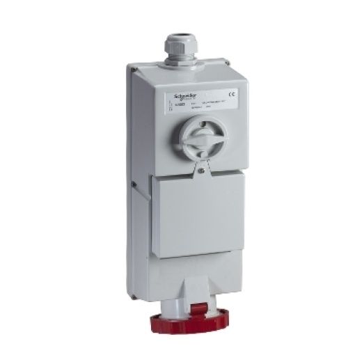 Isoblock interlocked socket - 63 A - 3P  N  E - 380...415 V AC - IP65 - wall