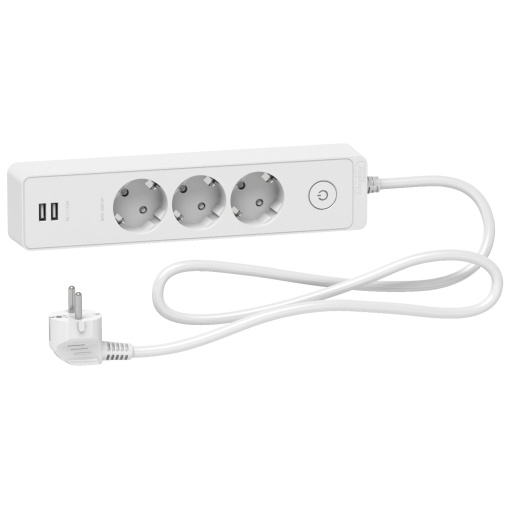 Bloco multitomadas 3x2PT & 2xUSB, Branco