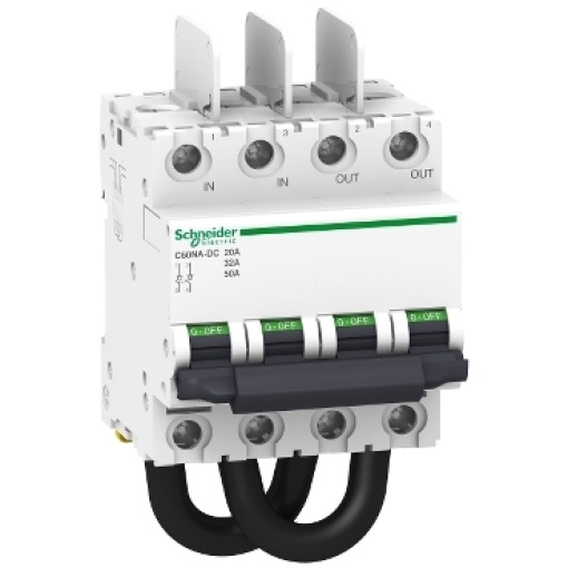 Interruptor seccionador, Acti9 C60NA-DC, fotovoltaico, 2P, 50A para 700VDC, 32A para 800VDC e 20A para 1000VDC