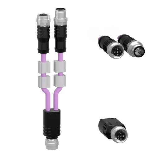 CANopen bus cable, Modicon TM7, CAN Y with 2 x M12 conectors